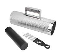 Metal Guiro with Scraper | Black Cylinder Sand Shaker | Hand Percussion Instrument Kit for Skilled Users/Young Musicians/Music Enthusiasts | Strong Stainless Steel Construction