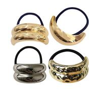 Metal Hair Ties - 4 fasce per capelli geometrici elasticizzate | Fashion Gold Hair Cuff Wrap fasce per capelli decorativi porta coda per donne legami per capelli in metallo