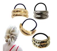 Metal Hair Ties, Geometric Elastic Hair Ropes, Fashion Gold Cuff, 2,28 x 0,98 x 1,18 pollici Decorative Ponytail Holders for Women's Stylish Hairstyles and Everyday Wear