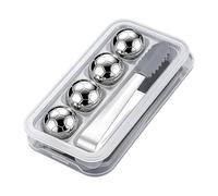 Metal Ice Cubes - 4 Pieces Whiskey Stones | Reusable Round Drink Chillers For Cooling Beverages, Non Diluting Ice Cubes For Whiskey Wine Cocktails Home Bar Kitchen Party Use