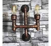 Metal Iron Rust Water Pipe Wall Light Loft Industrial Wall Lantern Steam Punk Vintage E27 Sconce Lights Retro 2-Lights Wall Lamp Home Lighting Fixtures Lampshade Pendant Lamp Wall Lamp
