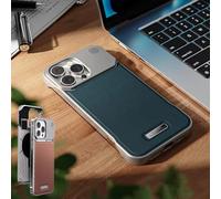 Metal Leather Frameless Aromatherapy Magnetic Case, PU Leather Shockproof Protective Cover Phone Case, Comfortable Silky Touch for iPhone 17 16 15 14 13 Series (17AIR,Blue)