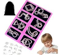 Metal Montessori Puzzle Solving 24, 3D Metal Brain Teaser Set per adulti, 24 pezzi Wire Ring Disentanglement Physics Mind Games, Reverse Thinking Puzzles for Gift Challenge (Style B)