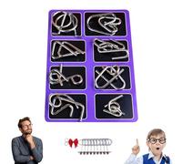 Metal Montessori Puzzle Solving Set, 3D Montessori Metal Puzzle Solving, Reverse Thinking Physics Mind Games, IQ Logic Mind Games for Focus & Patience (E#)
