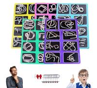 Metal Montessori Puzzle Solving Set, 3D Montessori Metal Puzzle Solving, Reverse Thinking Physics Mind Games, IQ Logic Mind Games for Focus & Patience (A+B+C+D+E)