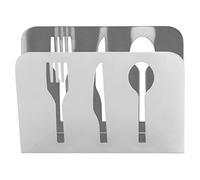Metal Napkin Holder Elegant Knife Fork Cutout Pattern Anti Slip Upright Napkin Holder Bars Restaurants Hotels (Sliver)