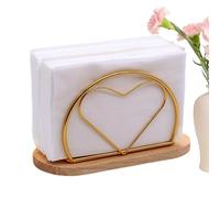 Metal Napkin Holder, Iron Frame with Wooden Base, Stylish Bar Decor Accessory, Dinner Table Organizer, Practical Desk Decoration, Suitable for Home Bedroom Living Room Bathroom Shelf Apartment