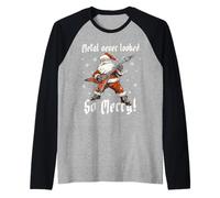 Metal Non è mai Stato così Allegro! Santa Rock And Roll Guitar Maglia con Maniche Raglan