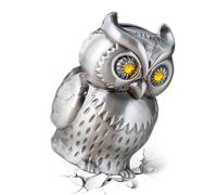 Metal Owl Shape Money Jar, Sturdy Coin Saving Container, Decorative Change Holder, Rustic Iron Coin Bank with Secure Lid, Owl Desk, Financial Management Accessory Daily Savings 4.41x3.03x2.95 Inch