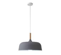Metal Pendant Lights, Personality Colorful Lampshade Chandelier, Fashion with Wood Hanging Lamp, Minimalist Nordic Lighting Fixture for Bedroom, Hallway, Living Room(Agray)