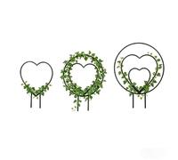 Metal Plant Trellis for Climbing Vines - Set di 3 pezzi da giardino, Wrought Iron Heart Shape Design for Potted Plants | Indoor Outdoor Use for Flowers, Vegetables, Beginner Gardening, House Decor