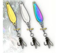 Metal Propeller Fishing Lure for Catching Fish, 3pcs Sequin Lure Fly Hook, Fly Spinning Propeller Metal Sequin Soft Bait with Floating Rotating Tail, for All Kinds of Fish (3g,3PCS)