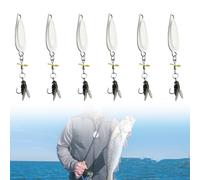 Metal Propeller Fishing Lure for Catching Fish, 3pcs Sequin Lure Fly Hooks, 3D Bionic Swimming Bait, Fish-Attracting Sequin Bait with Floating Rotating Tail for All Kinds of Fish (6pcs,sliver,S)
