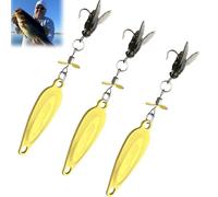 Metal Propeller Fishing Lure for Catching Fish, Fish Bait Freshwater, Fly Spinning Propeller Metal Sequin Soft Bait for All Kinds of Fish (Gold*3,4.5Grams)