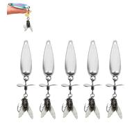 Metal Propeller Fishing Lure for Catching Fish, Fly Spinning Propeller Metal Sequin Soft Bait, 3D Bionic Swimming Bait, Comes with Scent (Silver*5pcs,5.5G)