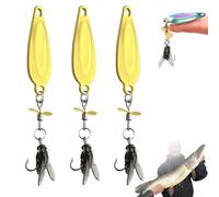 Metal Propeller Fishing Lure for Catching Fish, Fly Spinning Propeller Metal Sequin Soft Bait, 3D Bionic Fly Fishings Bait, Fish Attracting Sequin Lure for All Kinds of Fishing (Yellow*3,S)