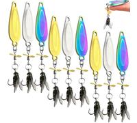 Metal Propeller Fishing Lure for Catching Fish, Fly Spinning Propeller Metal Sequin Soft Bait, 3D Bionic Fly Fishings Bait, Fish Attracting Sequin Lure for All Kinds of Fishing (Mix*9,S)