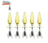 Metal Propeller Fishing Lure for Catching Fish, Fly Spinning Propeller Metal Sequin Soft Bait, 3D Bionic Swimming Bait, Comes with Scent (Gold*5pcs,3G)