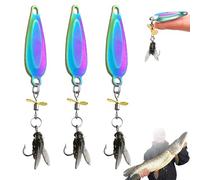 Metal Propeller Fishing Lure for Catching Fish, Fly Spinning Propeller Metal Sequin Soft Bait, 3D Bionic Fly Fishings Bait, Fish Attracting Sequin Lure for All Kinds of Fishing (Color*3,M)
