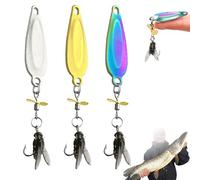 Metal Propeller Fishing Lure for Catching Fish, Fly Spinning Propeller Metal Sequin Soft Bait, 3D Bionic Fly Fishings Bait, Fish Attracting Sequin Lure for All Kinds of Fishing (Mix*3,L)