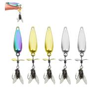 Metal Propeller Fishing Lure for Catching Fish, Fly Spinning Propeller Metal Sequin Soft Bait, 3D Bionic Swimming Bait, Comes with Scent (Mix*5pcs,3G)