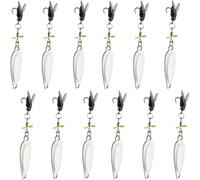 Metal Propeller Fishing Lure for Catching Fish, High-Vibration Flash Attracto, Spinnerbait 3D Eyes Bait with Propeller for All Kinds of Fish (12PCS Silver,5.5g)