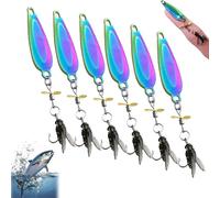 Metal Propeller Fishing Lure for Catching Fish, Metal Fly False Bait Hook, Spinnerbait 3d Swimming with Propeller Tail, High-Vibration Flash Attracto (6pcs Colorful,S-3g)