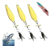 Metal Propeller Fishing Lure for Catching Fish, Metal Fly False Bait Hook, Spinnerbait 3d Swimming with Propeller Tail, High-Vibration Flash Attracto (3pcs Gold,S-3g)