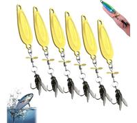 Metal Propeller Fishing Lure for Catching Fish, Metal Fly False Bait Hook, Spinnerbait 3d Swimming with Propeller Tail, High-Vibration Flash Attracto (6pcs Gold,L-5.5g)