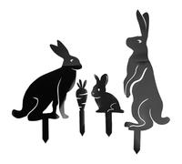 Metal Rabbit Garden Stakes - 3 Pezzi di Coniglietto e Carota per Esterni per Esterni, Decorazione del Prato da Cortile per Cortile, Patio, Percorso - Statua di Animali Gravi per