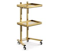 Metal Rolling Beauty Salon Trolley Cart with 3 Tiers And Stainless Steel Stand Gold Color Cart On Wheels for Salon And Kitchen Storage(Gold)