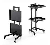 Metal Rolling Beauty Salon Trolley Cart with 3 Tiers And Stainless Steel Stand Gold Color Cart On Wheels for Salon And Kitchen Storage(Nero)