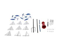 Metal Sailboat Wind Spinner | Vibrant Red White Blue Windmill for Garden/Yard/Patio | Lighthouse Wind Sculpture Art with 3 Ground Stakes | Rotating Outdoor Decor