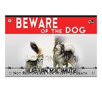 Metal sign Beware of the dog Alaskan Malamute