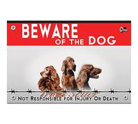 Metal sign Beware of the dog irish red setter