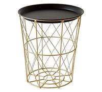 Metal Sofa Table Small Round Table Rustproof Waterproof Outdoor or Indoor Snack Table Coffee Table Storage Basket with Lid (Size : 16 x 17inch) (14 x 15inch)