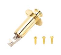 Metal Stereo Electric Guitar Barrel Endpin Jack, 6.35mm Guitar Output Jack Socket Metal Construction Endpin Pickup Jack Socket Electric Guitar End Pin for Acoustic Electric Guitars (Gold)