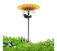 Metal Sunflower Bird Bath - Decorative Standing Bird Feeder With Ground Stake | Weather-Resistant Outdoor Water Bowl For Garden, Patio, Courtyard & Lawn Decor