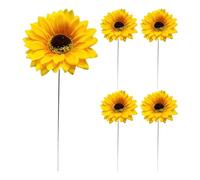 Metal Sunflower Stake - 5 Peices Silk Sunflower Yard Decorations With Metal Stakes, For Outdoor And Indoor Lawn, Path & Patio Art, Home Decor