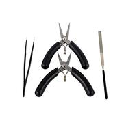 Metal-Time - Kit di Attrezzi PRO - Set di 4 Pezzi, Include Due pinze in Acciaio Inox, Una pinzetta, Una Lima per lavori di Metallo