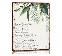 Metal Tin Sign The 5 Solas Scripture Wall Decor Five Solas Reformed Theology Scripture Bible Wall-Art Decoration Home Decorative for Bedroom Poster Metal Plaque