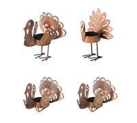 Metal Turkey Fall Thanksgiving Table Decor - Tea Light Candle Holders