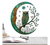 Metal Wall Art - Crescent Owl Tree Cutout, Rustic Handcrafted Decor