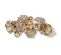 Metal Wall Art Decorative, Golden Peony Iron Art Three-Dimensional Wall Sculpture Decoration for Home Living Room Bedroom 132.1Cm*61.6Cm/ 52 * 24Inch