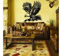 Metal Wall Art Wall Sculpture Bald Eagle, Bald Eagle Decor, Wild Animal Home Hanging Decoration, for Living Room Bedroom Office Dining Room (Black, 39"X39"/ 100X100 Cm, Unframed)
