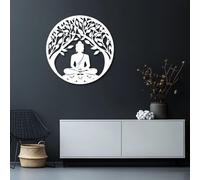 Metal Wall Art Wall Sculpture Buddha, Decor Buddha, Tree of Life Hanging SL, Tree Home Decoration, Bedroom Bathroom Living Room (White, 47"X47"/120X120 Cm, Unframed)