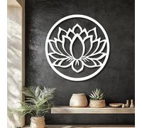 Metal Wall Art Wall Sculpturelotus Flower, Modern Lotus Decor, Zen Hanging Decoration, for Livingroom Bedroom Bathroom Home (White, 30"X30"/ 76X76 Cm, Unframed)