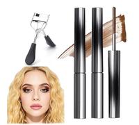 Metal Wand Mascara,Doll Mascara,2025 Upgrade Metal Wand Mascaras Black/Brown,3D Curling Eyelash Iron Strong Mascaras,Long-Lasting Curl, Waterproof and Smudge-Proof (2PC Brown)