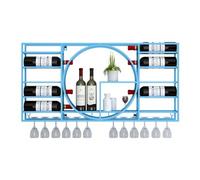 Metal Wine Rack Wall Mounted Storage Shelf for Kitchen Bar Decor Black Floating Bottle Glass nizer Shelves Modern Design (35.4x4.3x16.5in)