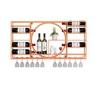 Metal Wine Rack Wall Mounted Storage Shelf for Kitchen Bar Decor Black Floating Bottle Glass nizer Shelves Modern Design (35.4x4.3x16.5in)